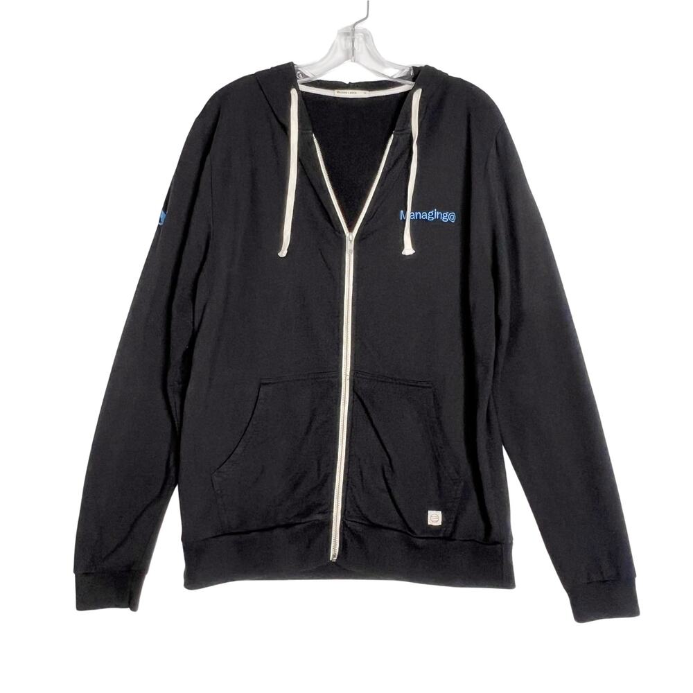 Marine Layer Afternoon Zip Hoodie Jacket Eco Friendly Sustainable Black Mens Med